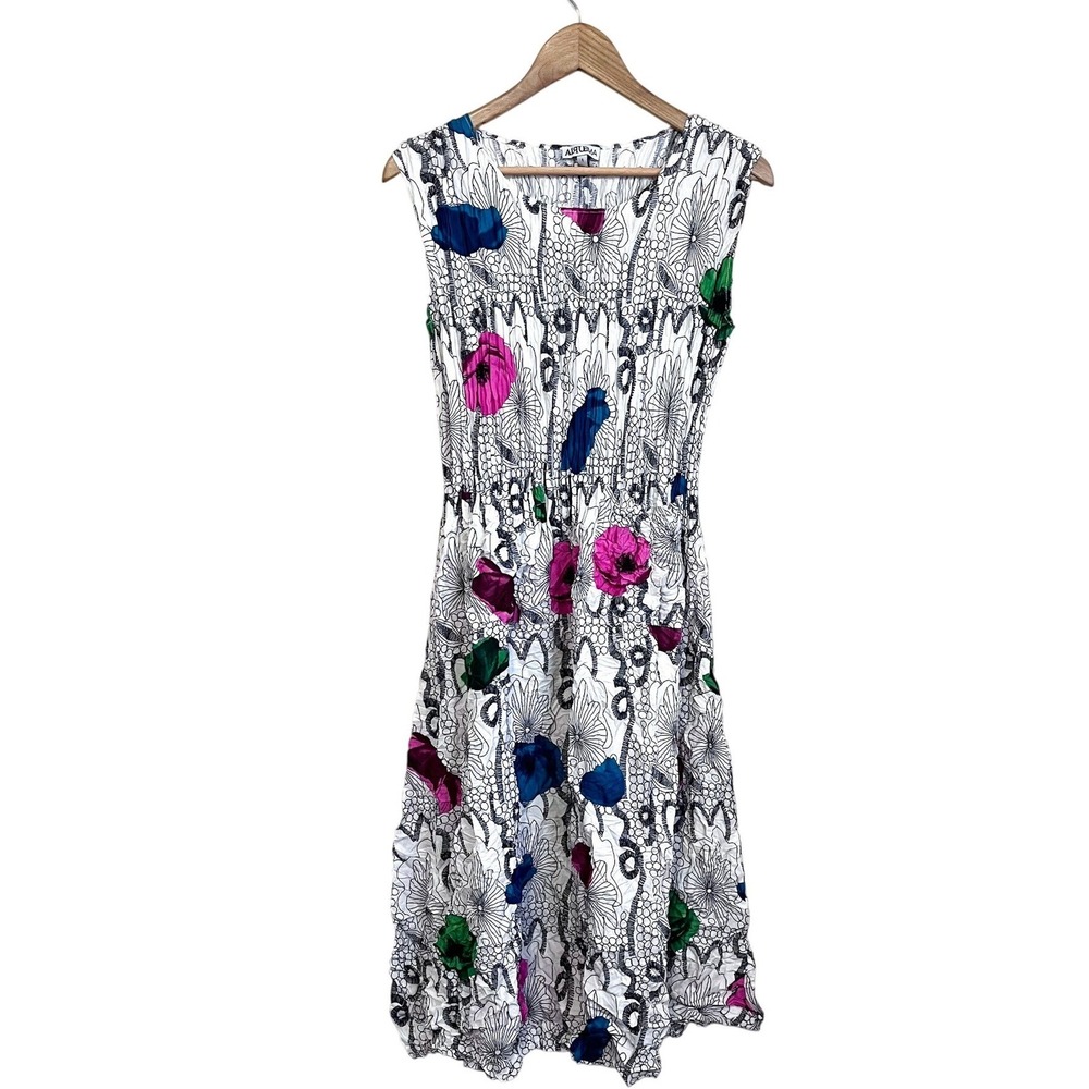 Alquema‎ Womens Crinkle Smash Pocket Midi Dress Size 1 Floral Stretch Sleeveless